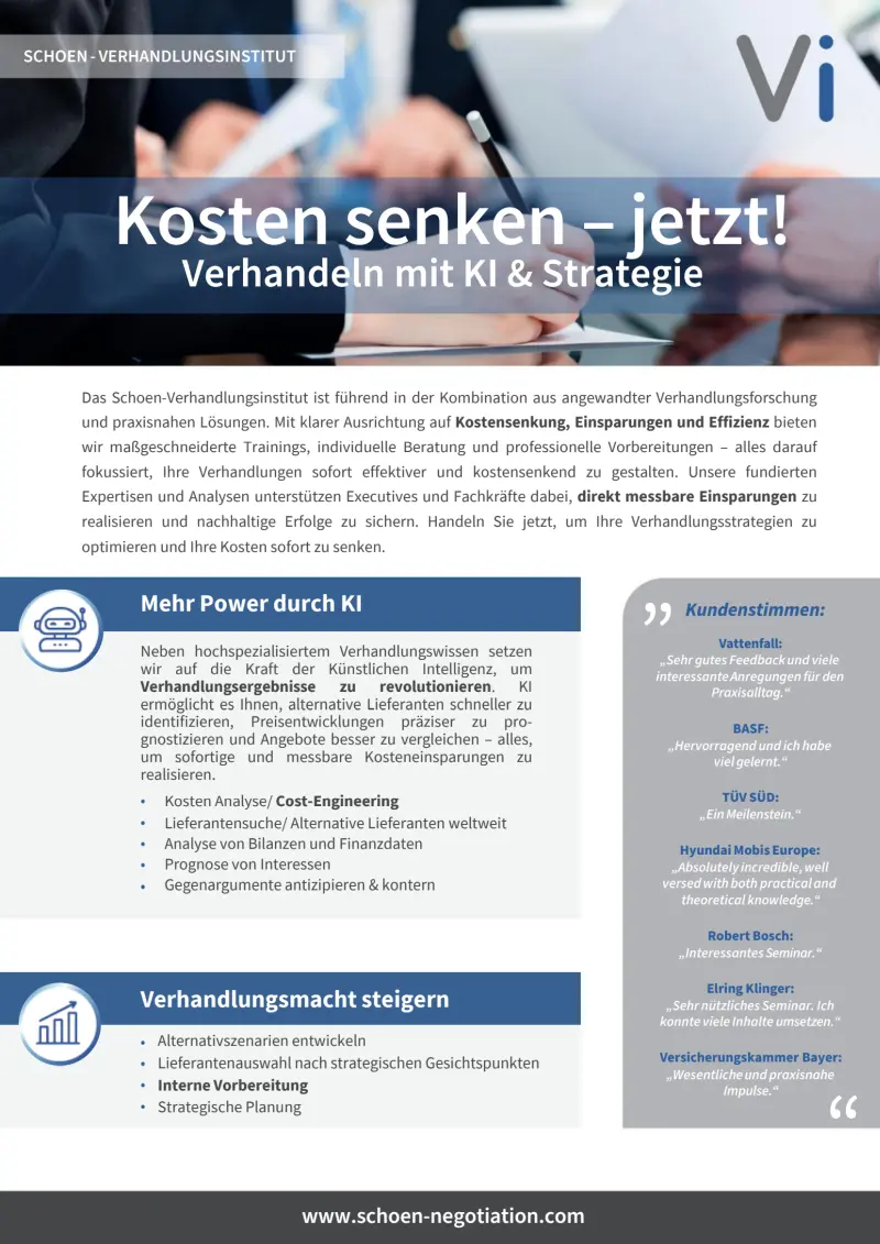 Vorschau Broschüre Kosten senken – jetzt! Mit KI & Strategie
